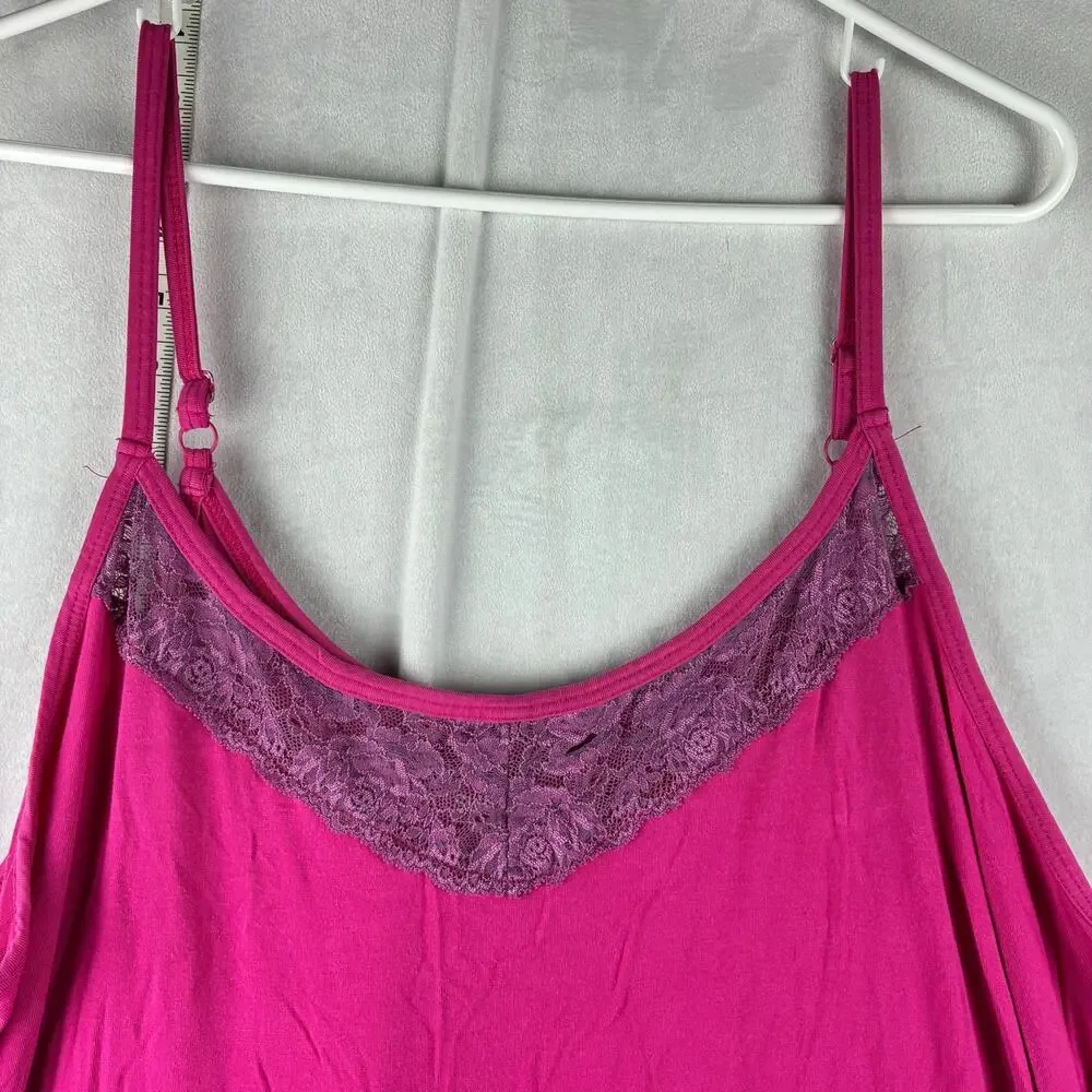 Torrid Sleep Cami Women's Plus 2 2X Magenta Lace Trim Super Soft Tank Top READ